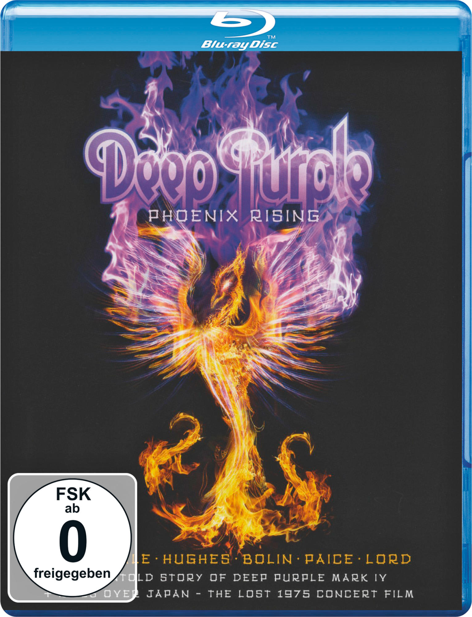 Deep Purple Phoenix Rising Blu-ray-Cover mit Phönix und Flammen.