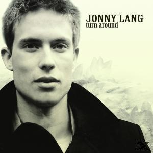 Jonny Lang Albumcover. Junger Mann in einem Mantel, Text 'Jonny Lang turn around'.