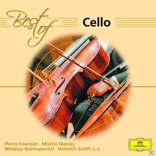 Albumcover: Best of Cello, mit zwei Celli und Bögen. Pierre Fournier, Mischa Maisky, etc.