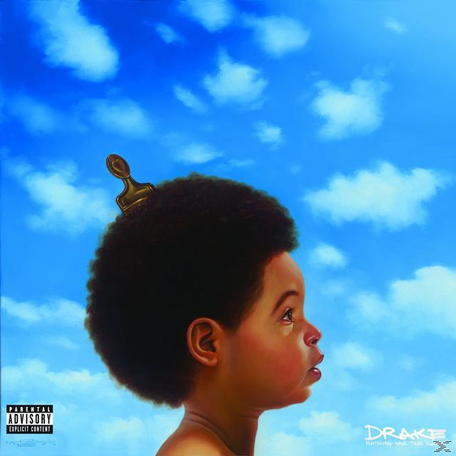 Albumcover von Drake mit einem Haarkopf mit goldenem Pinsel.