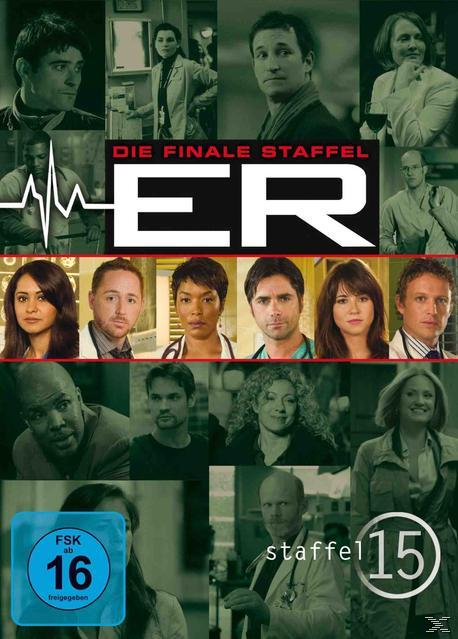 Das Cover der Fernsehserie ER: Die letzte Staffel. Es ist eine Collage von Fotos.