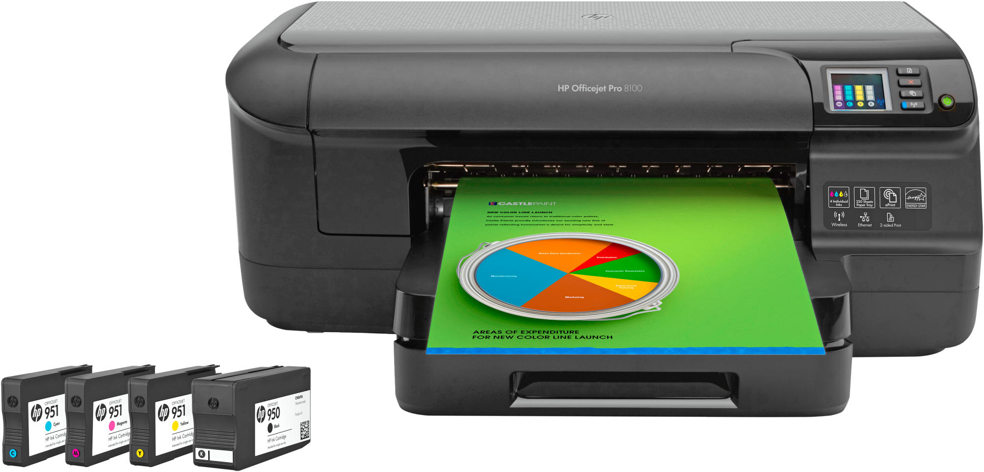 Impresora - HP Officejet Pro 8100 con WiFi e impresión móvil