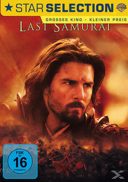 Filmposter für 'Last Samurai' mit Tom Cruise, in einem feurigen Hintergrund.