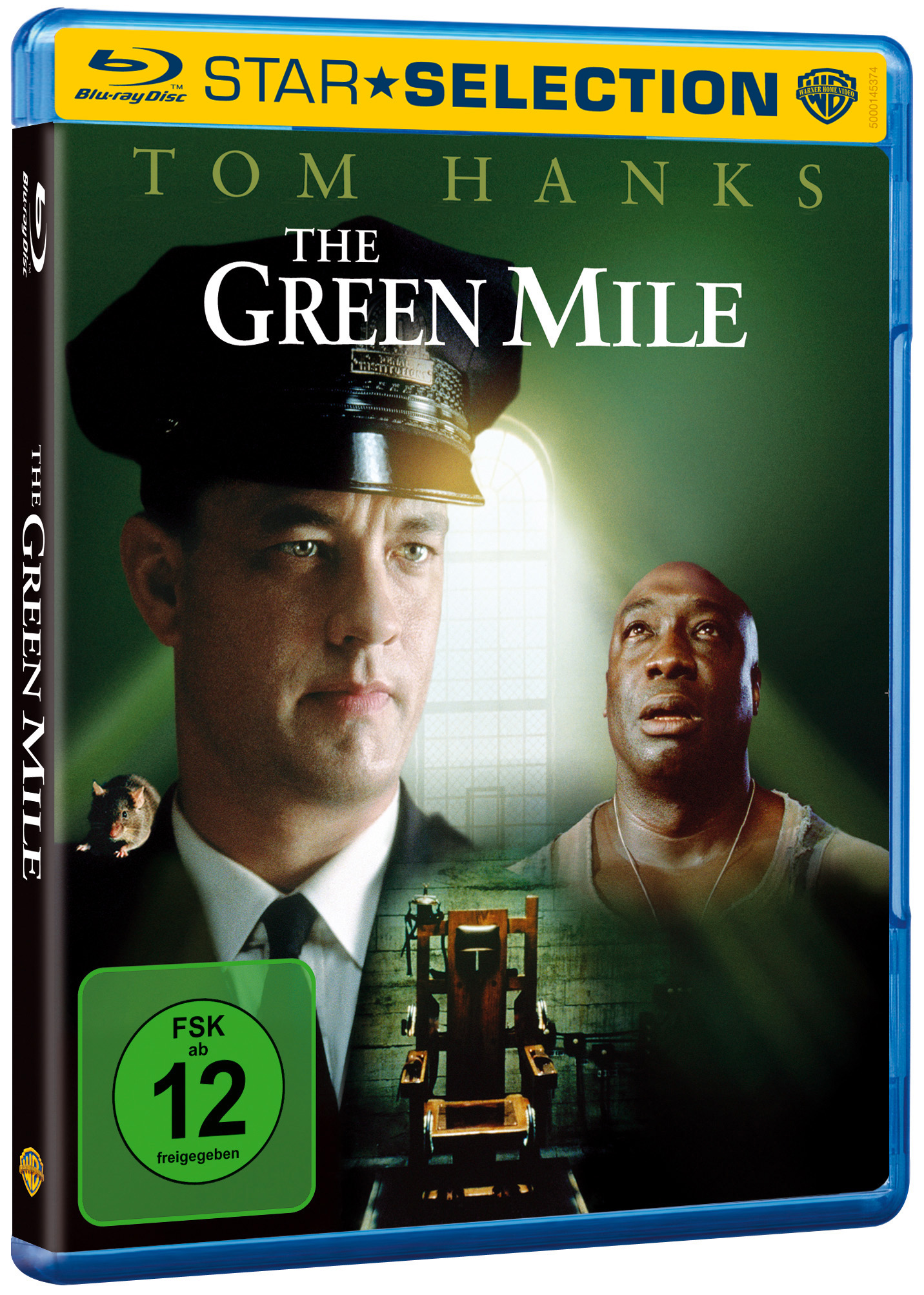DVD-Cover für 'The Green Mile' mit Tom Hanks und Michael Clarke Duncan, mit Text und Logo.