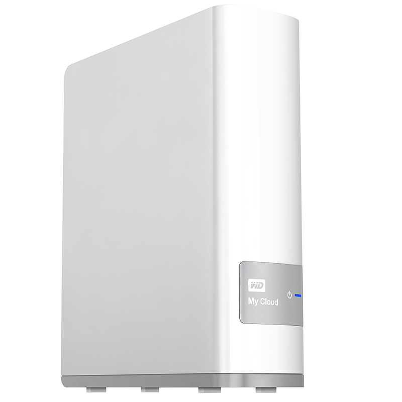 Eine weiße WD My Cloud externe Festplatte.