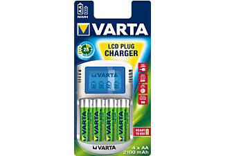 VARTA LCD Charger - Ladegerät + 4 Ready2Use Mignon-Akkus 2100 mAh (Silber)