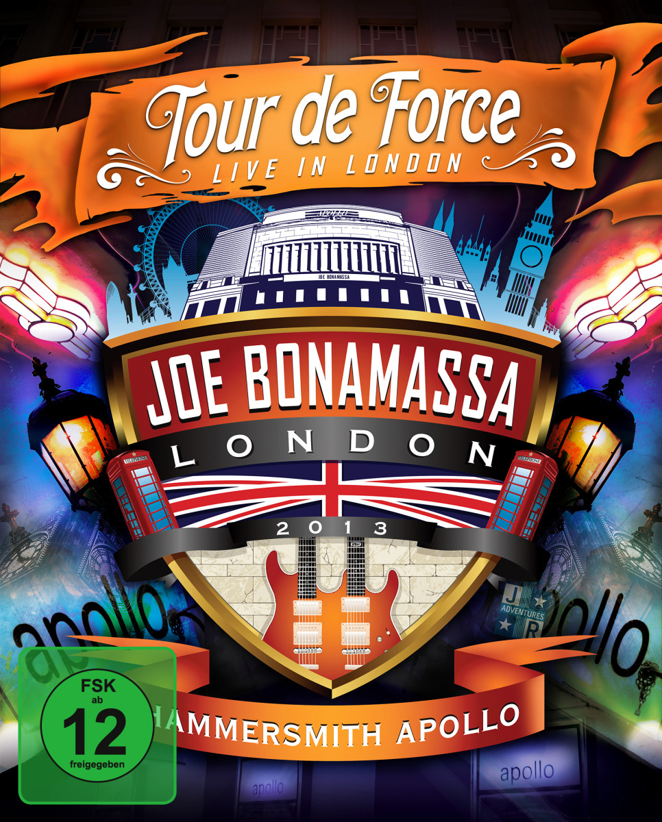 Albumcover: Joe Bonamassas 'Tour de Force Live in London', mit London-Motiven.