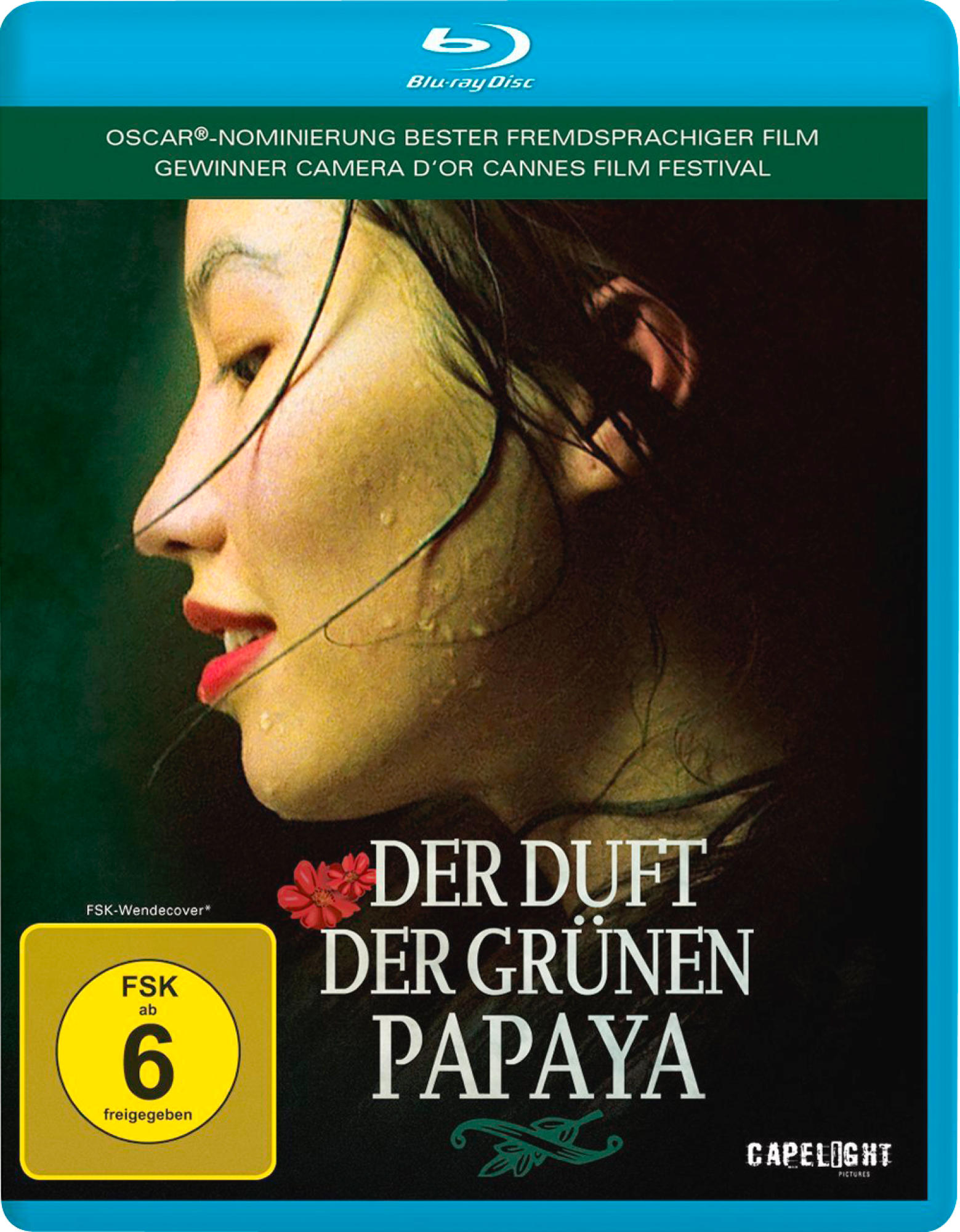 Blu-ray-Disc-Cover des Films 'Der Duft der grünen Papaya', mit dem Profil einer Frau.