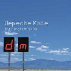 Depeche Mode album borító, két tábla 'd' és 'm'-mel, kék égen.