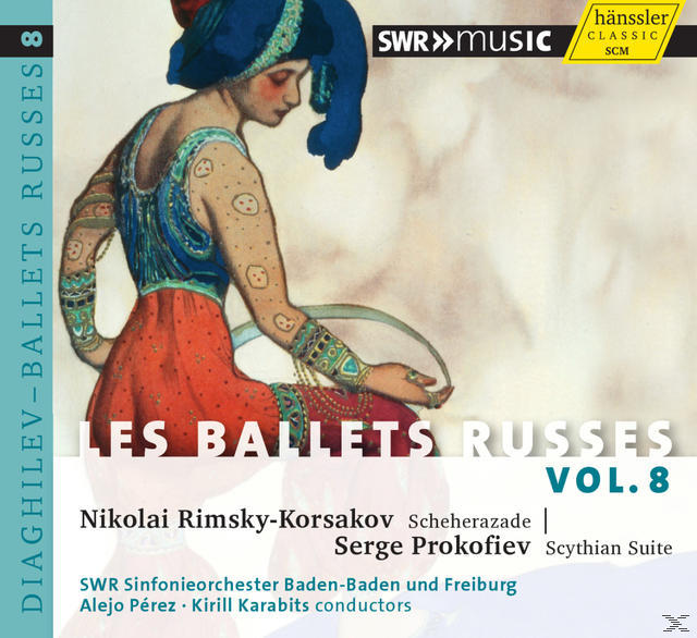 Albumcover: ein Gemälde einer Frau mit Hut, Text Les Ballets Russes und Namen.