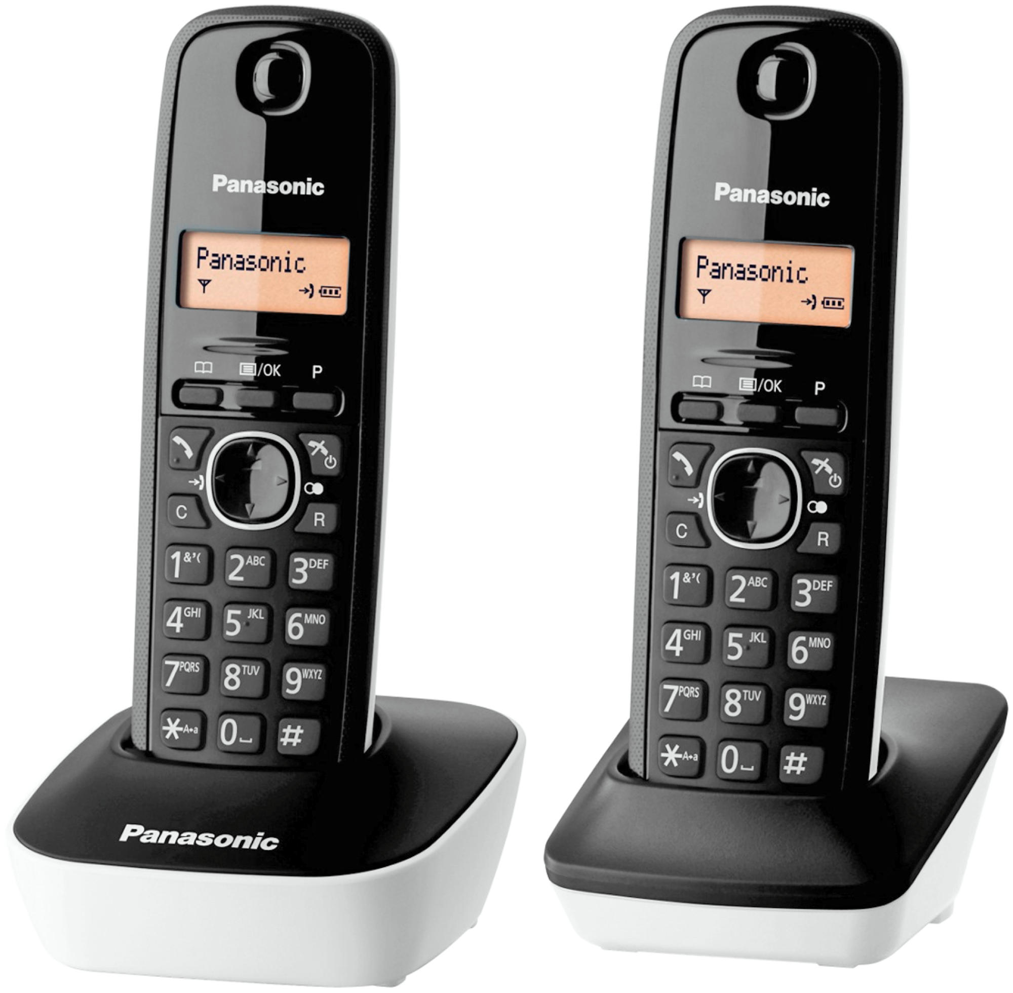 Fijo Panasonic Kxtg1612 sp1 blanconegro dect kxtg1612sp1 duo y negro pack 2 1612 lcd identificador llamadas intercomunicación tecla navegación alarma reloj color 15 1 kxtg1612bnsp1