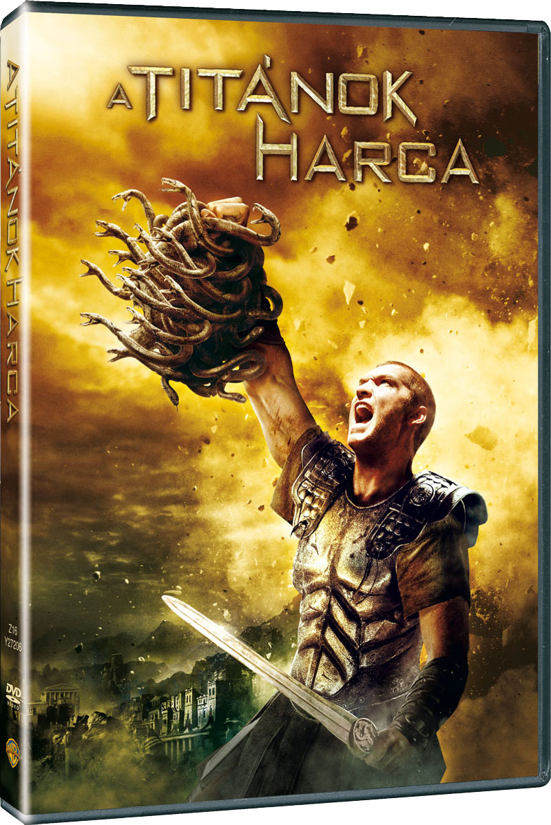 Filmborító egy férfival, aki Medusa fejét tartja. Arany és barna háttér.