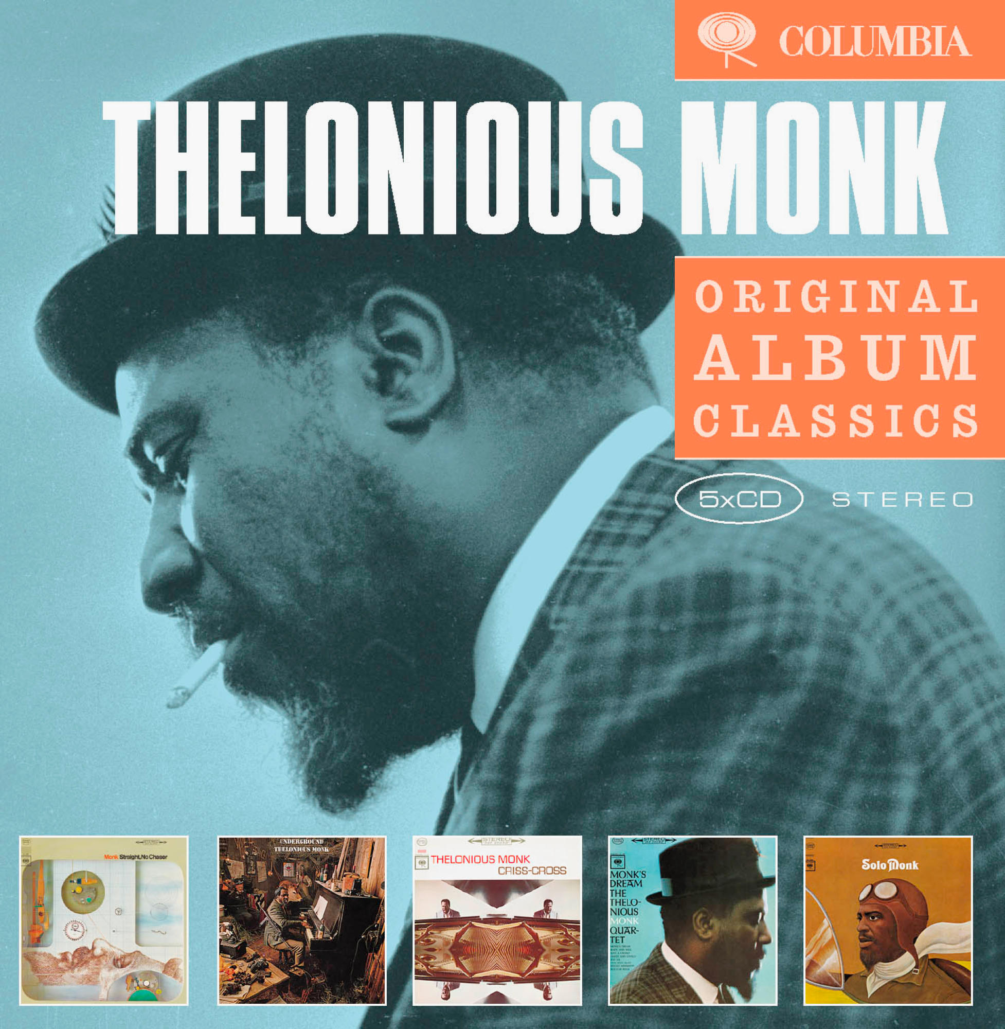 Albumcover: Thelonious Monk, Profil mit Hut und Zigarette, Album-Klassiker.