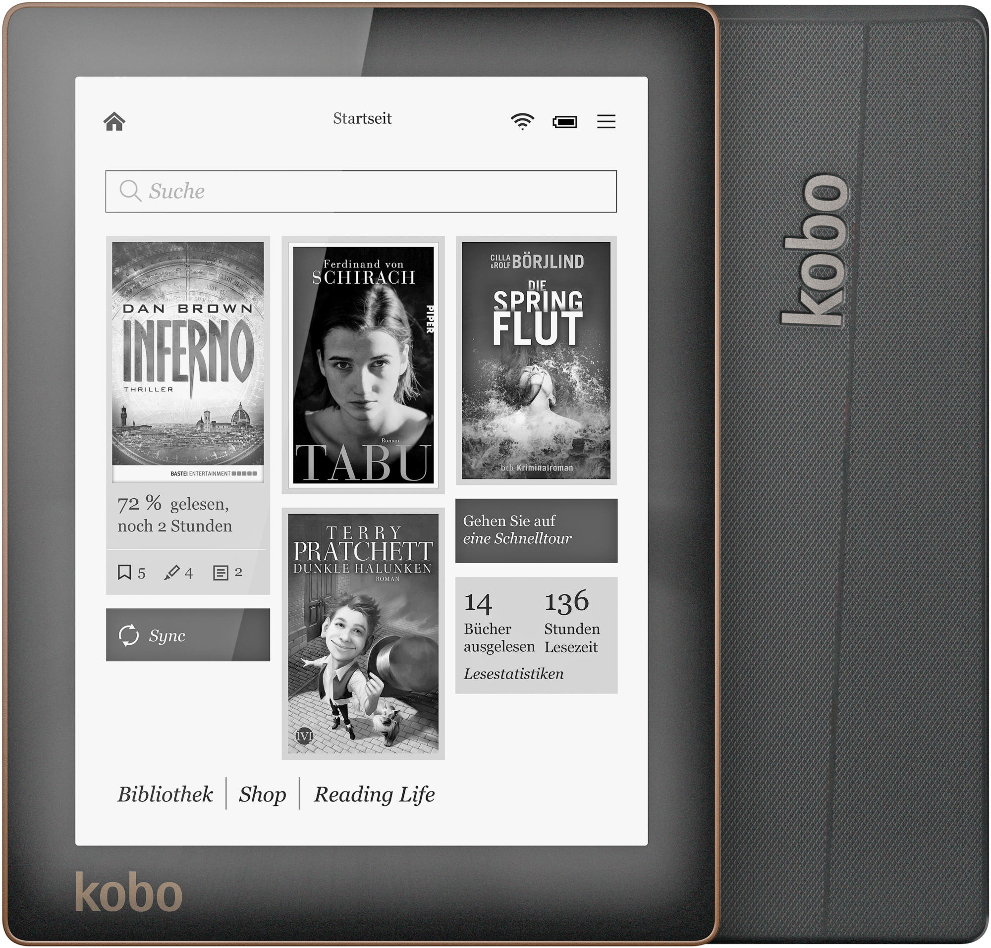 KOBO N514 Aura  4 GB WiFi und Micro-USB E Book Reader schwarz
