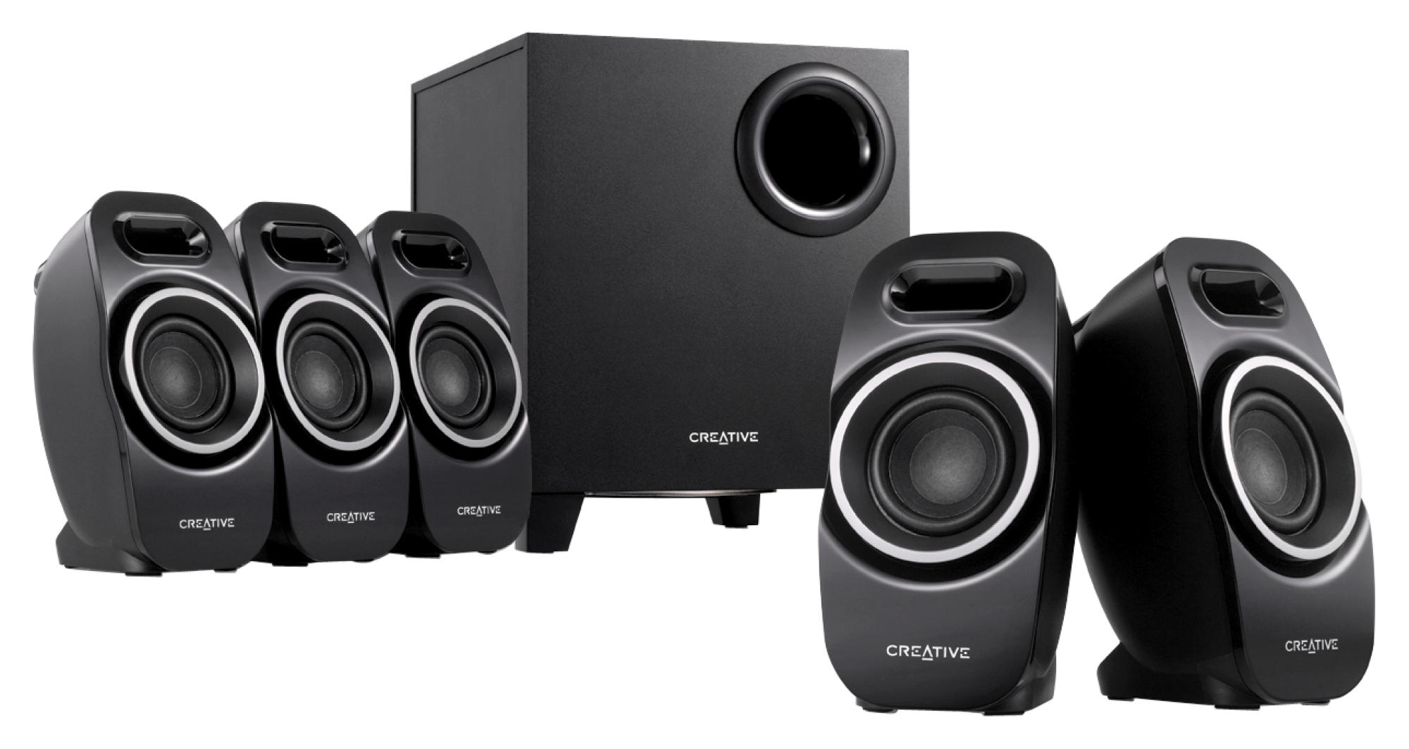Altavoces para PC- Creative Labs A-550, 5.1, alámbrico, 37 vatios, subwoofer, negro