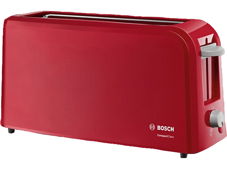 BOSCH TAT 3A 004 Toaster Rot/Hellgrau (980 Watt, Schlitze 1) Toaster