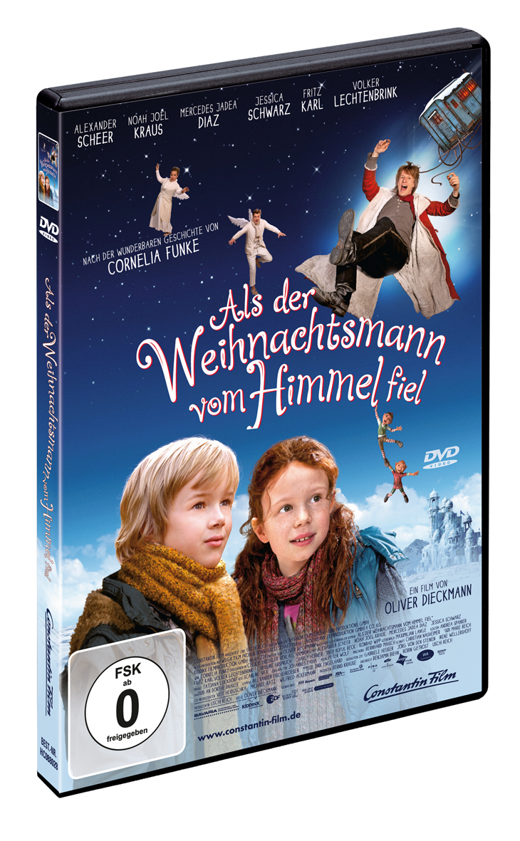 DVD-Cover mit zwei Kindern, die nach oben schauen, Filmtitel und Schauspielernamen am blauen Himmel.