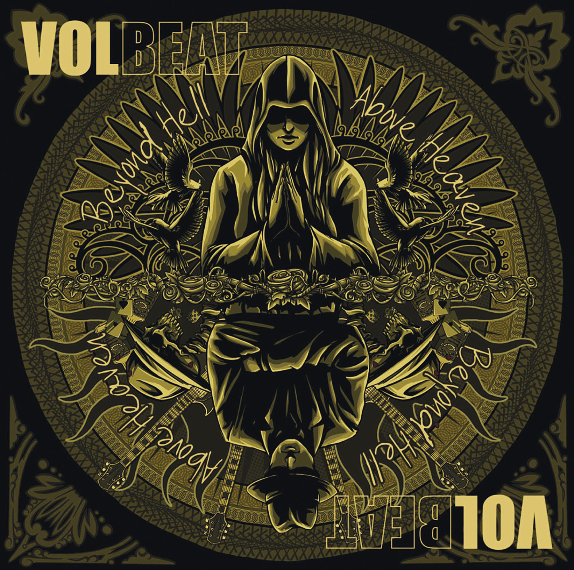 Volbeat Albumcover-Kunst, mit einer Frau in einem Golddesign.