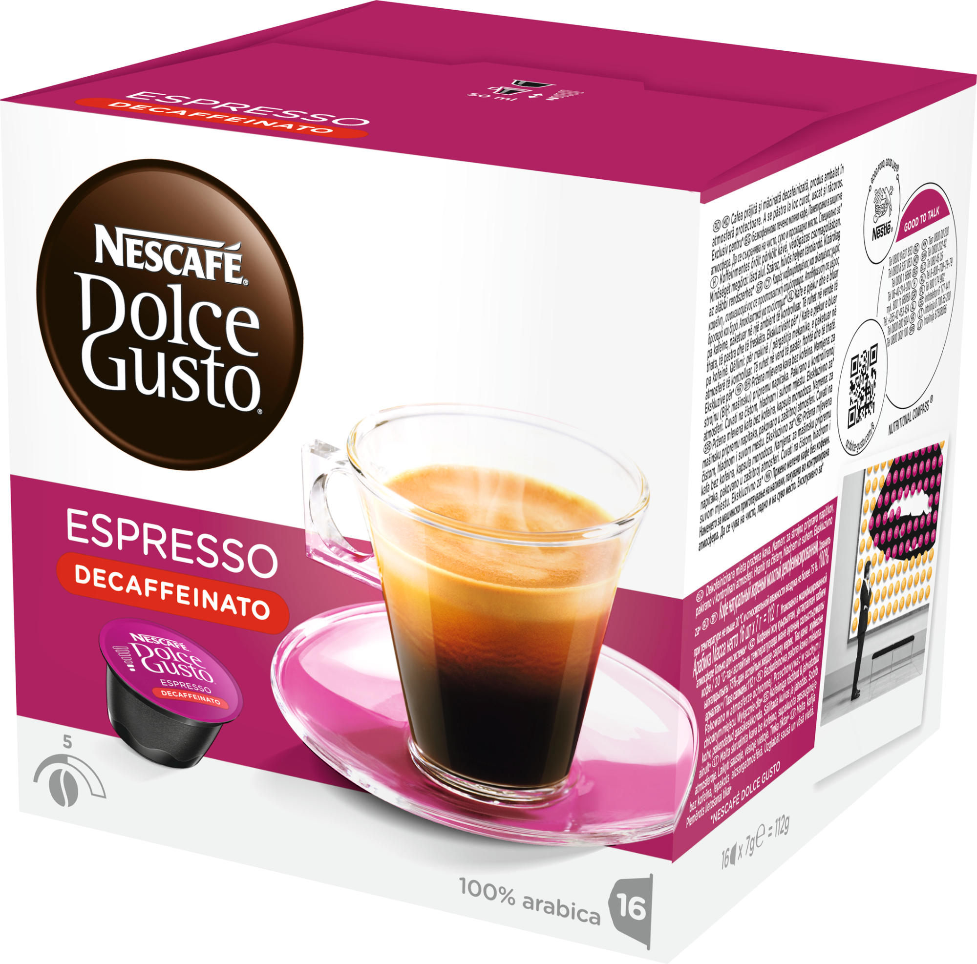 Cápsulas monodosis - Dolce Gusto Espresso Decaffeinato, Pack de 16 cápsulas para 16 tazas