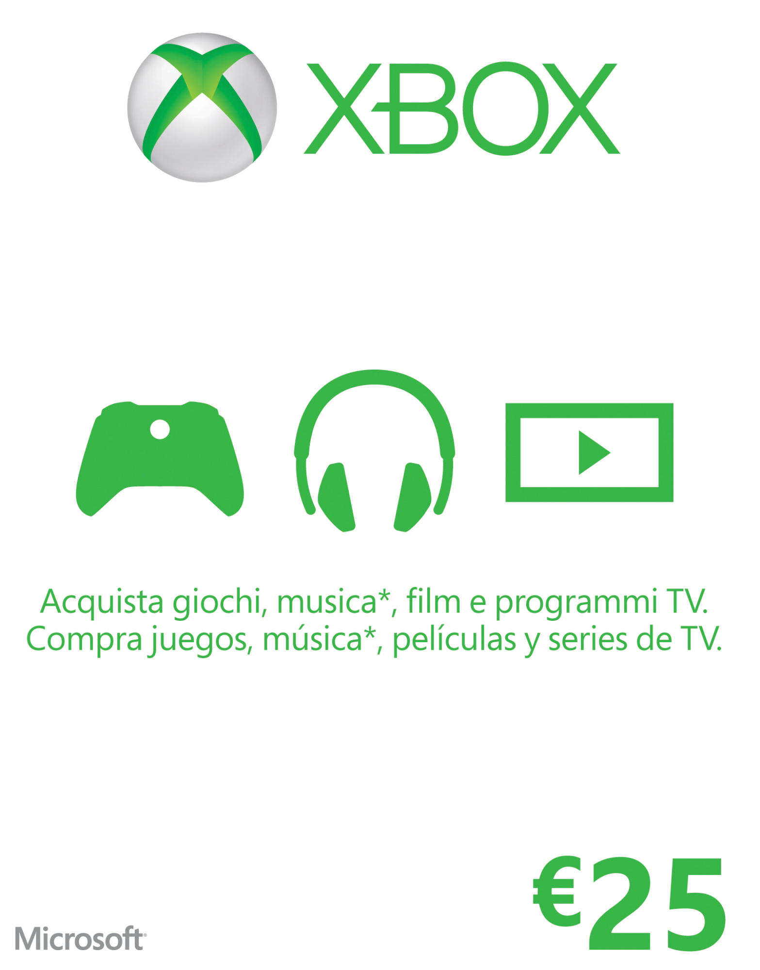 Tarjeta - Microsoft - Xbox Live Gold, 25