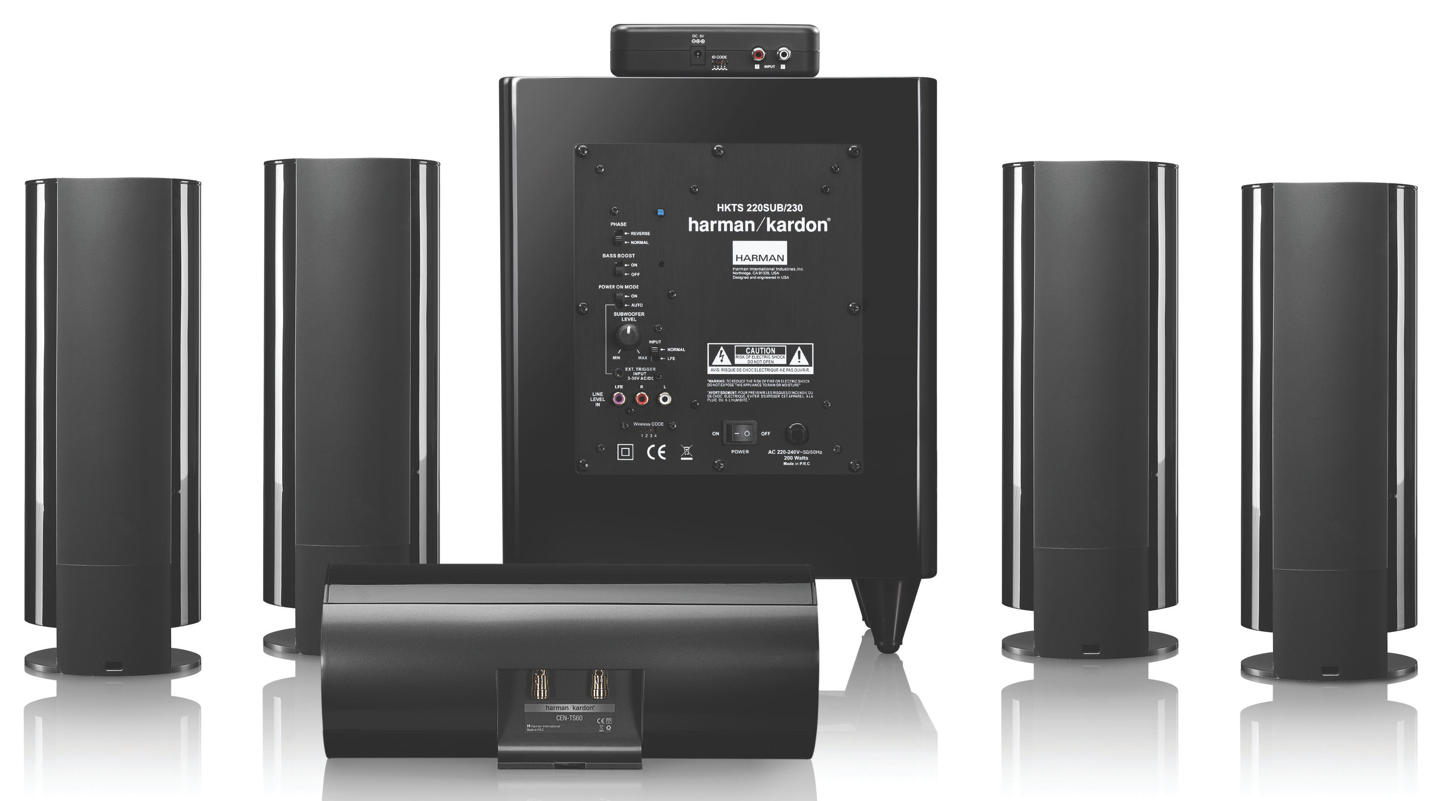 HARMAN KARDON HKTS 65 BQ Lautsprechersystem, Schwarz glänzend)