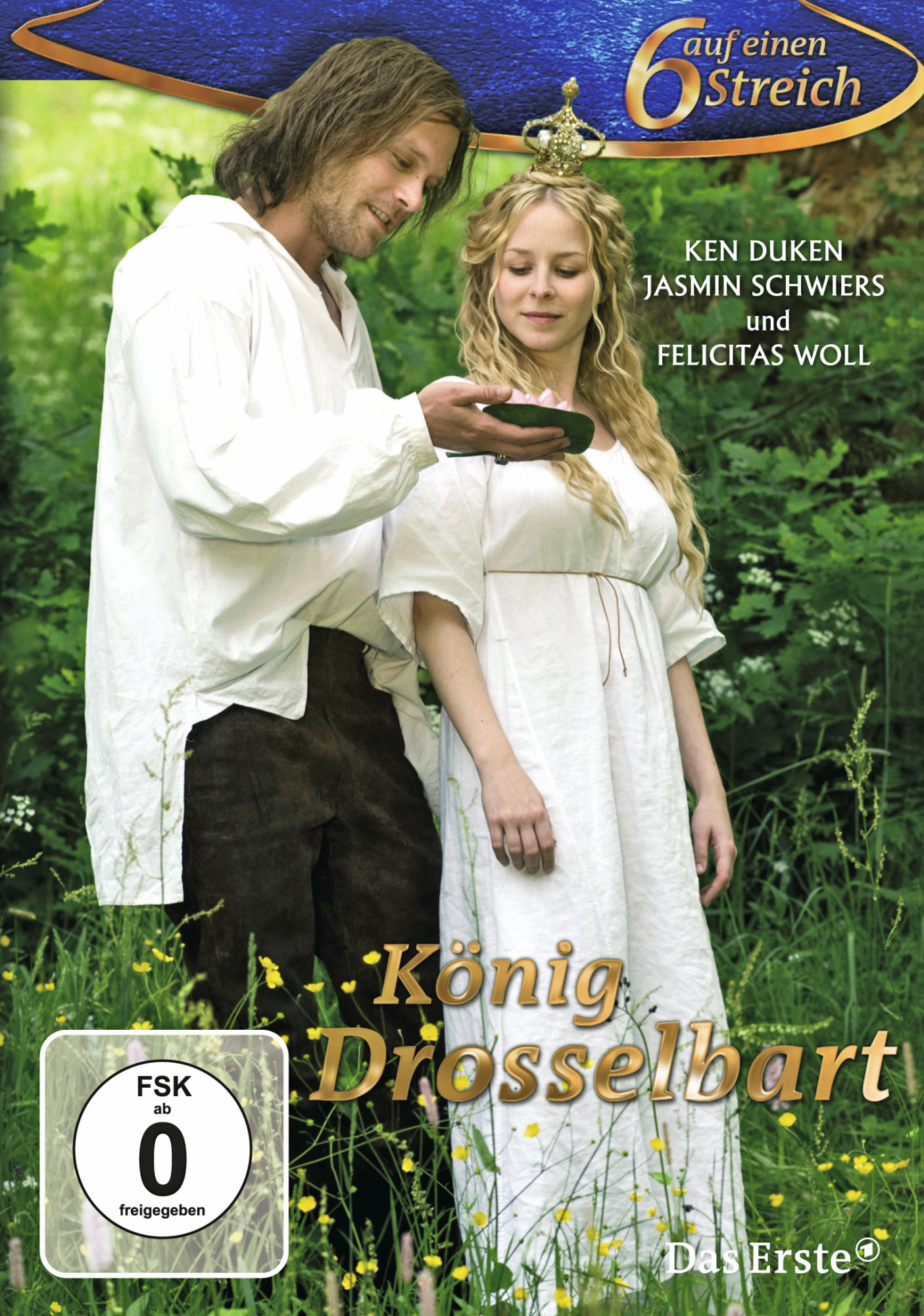 DVD-Cover: 'König Drosselbart', Paar auf Feld, Text auf Deutsch. Freigegeben ab 0.