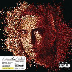 Eminem 'Relapse' albumának borítója piros pontokból álló arccal.