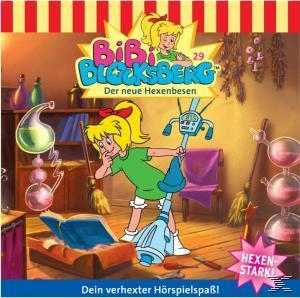 Animiertes Bibi Blocksberg Cover, Mädchen mit Besen, Text.