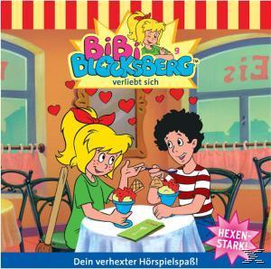 Cartoonbild eines Mädchens und eines Jungen an einem Tisch in einem Café, die Eis essen.