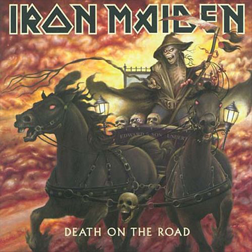 Az Iron Maiden album borítója. Egy csontváz figura egy lovaskocsit hajt. Az ég vörös és narancssárga, a lovak sötétek.