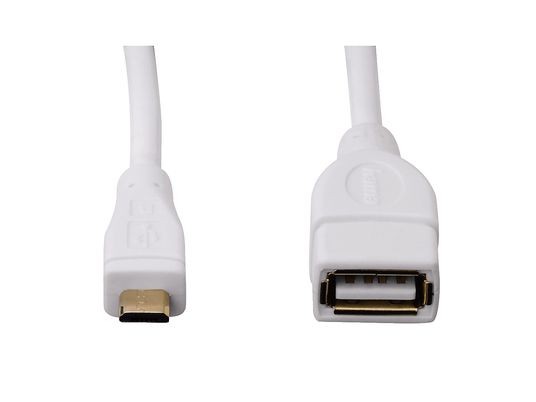 HAMA Câble d´adaptation USB 2 OTG, blanc - Câble de données, 0.15 m, Blanc