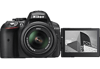 NIKON D 5300 Digitale Spiegelreflexkamera, 24.2 Megapixel, 18 - 55 mm Objektiv (VR), WLAN, Schwarz