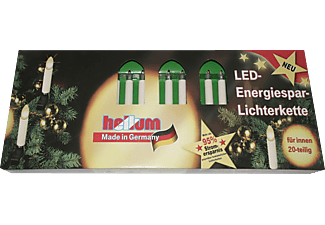 HELLUM 812046 LED Riffelkerzenkette, Elfenbein/Grün, Warmweiß