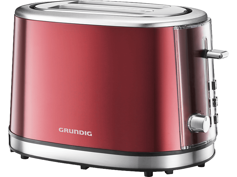 GRUNDIG TA 6330 Toaster Metallic/Rot/Edelstahl (850 Watt, Schlitze: 2)