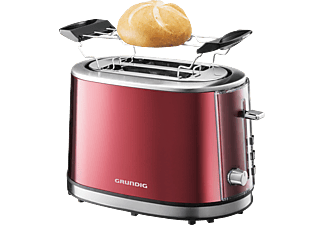 GRUNDIG TA 6330 Toaster Metallic/Rot/Edelstahl (850 Watt, Schlitze: 2)