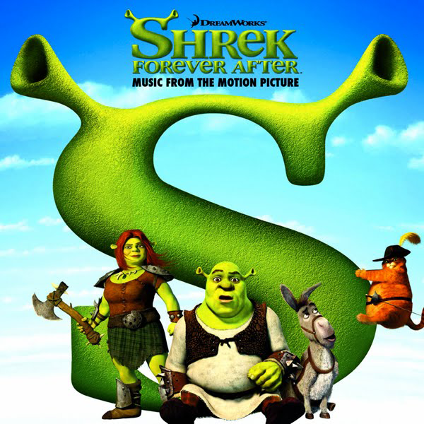 Shrek és más karakterek a 'Shrek Forever After' borítóján.