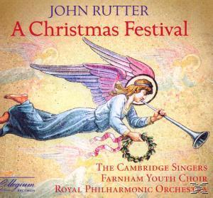 Albumcover: ein Engel spielt Trompete. Titel ist 'A Christmas Festival'. The Cambridge Singers und andere.