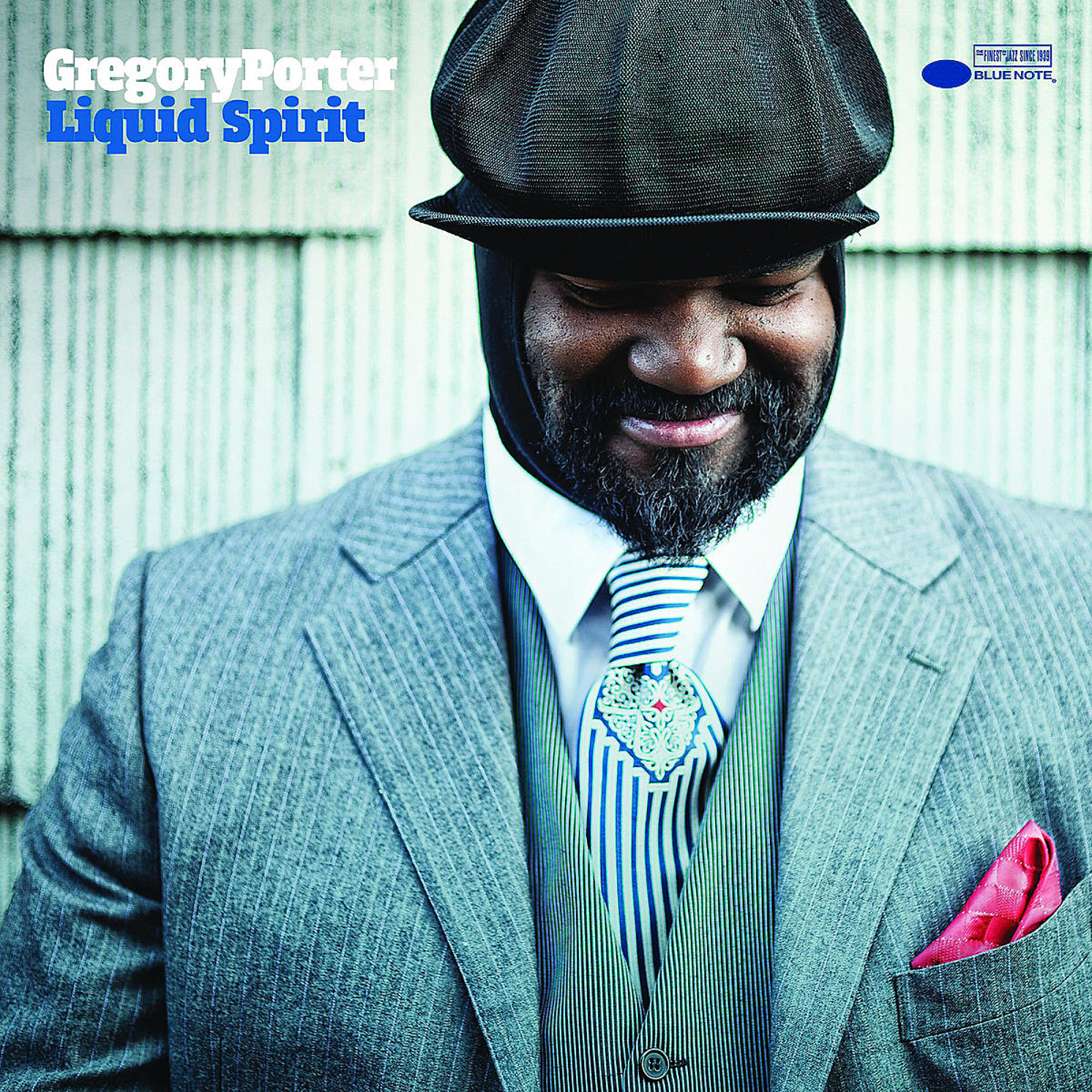 Albumcover: Gregory Porter im Anzug und Hut, mit Text: Liquid Spirit.