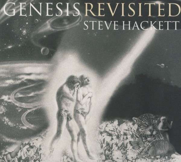 Lemezborító. Két meztelen alak kozmikus háttérrel. Szöveg: Genesis Revisited.