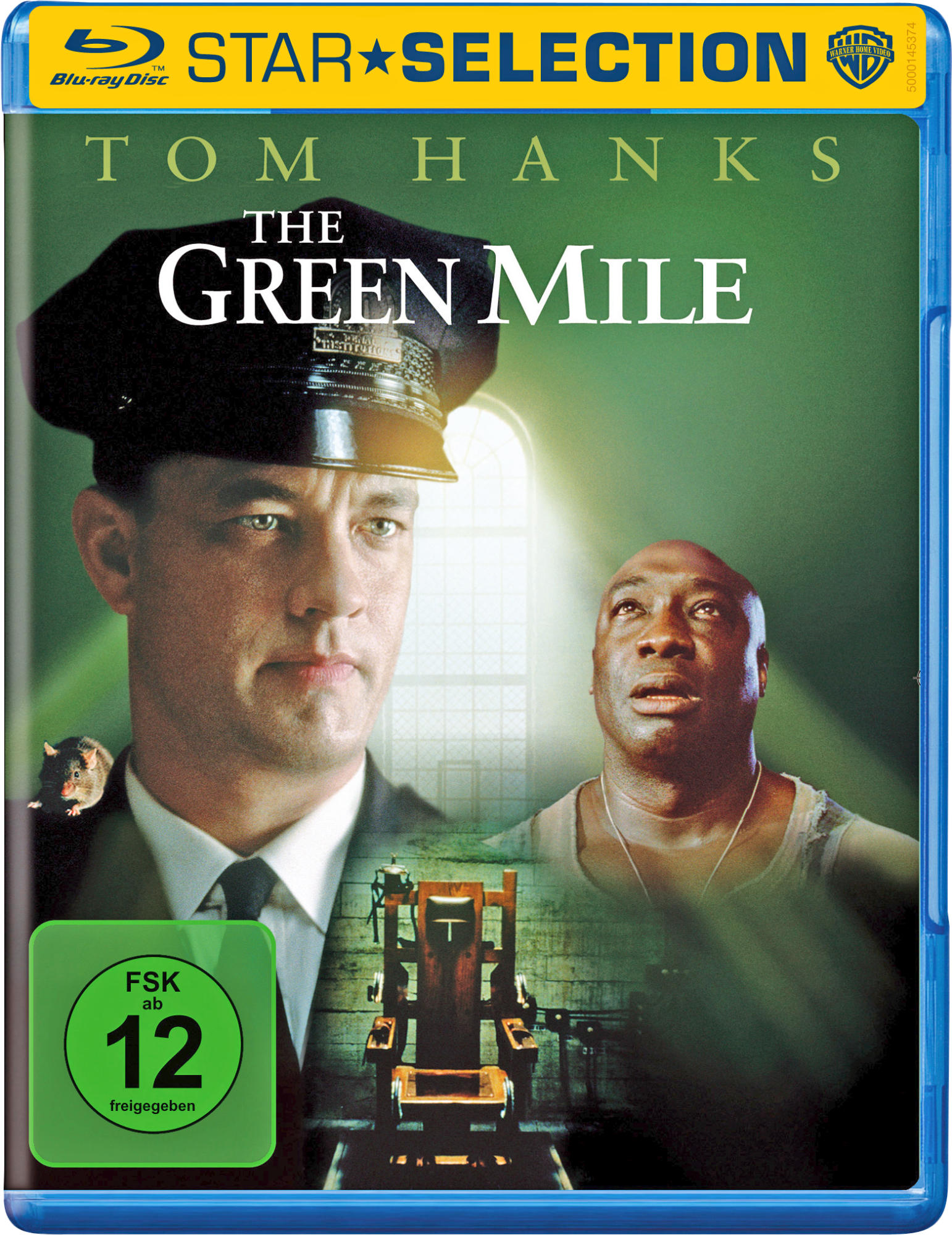 Blu-ray-Cover für The Green Mile. Zeigt Tom Hanks, Michael Clarke Duncan und eine Gefängnisszene.