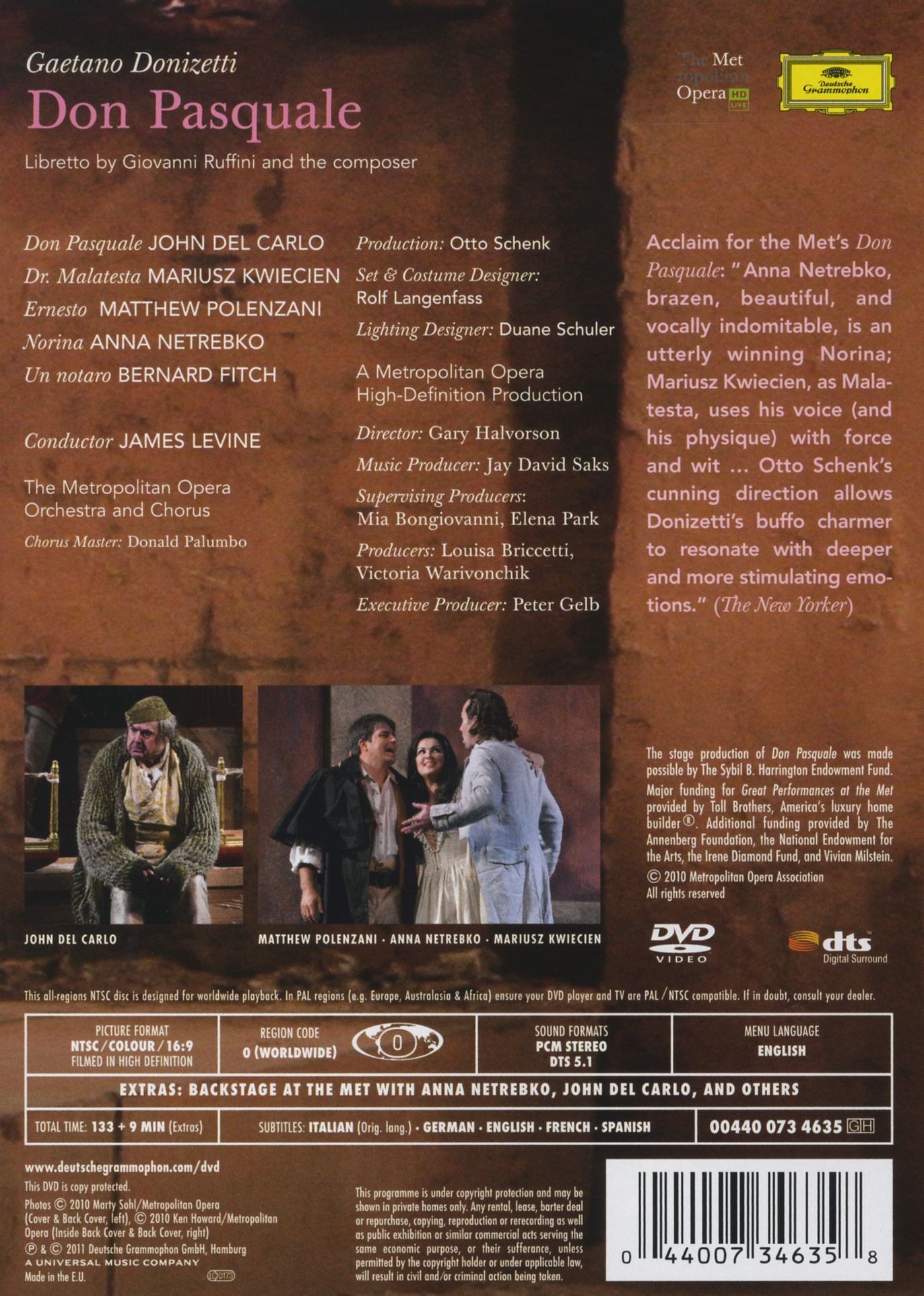 Chorus, Anna Pasquale Orchestra Metropolitan Opera Carlo, Don Kwiecien, - Del - (DVD) John Matthew Opera Metropolitan Mariusz Netrebko, Polenzani,