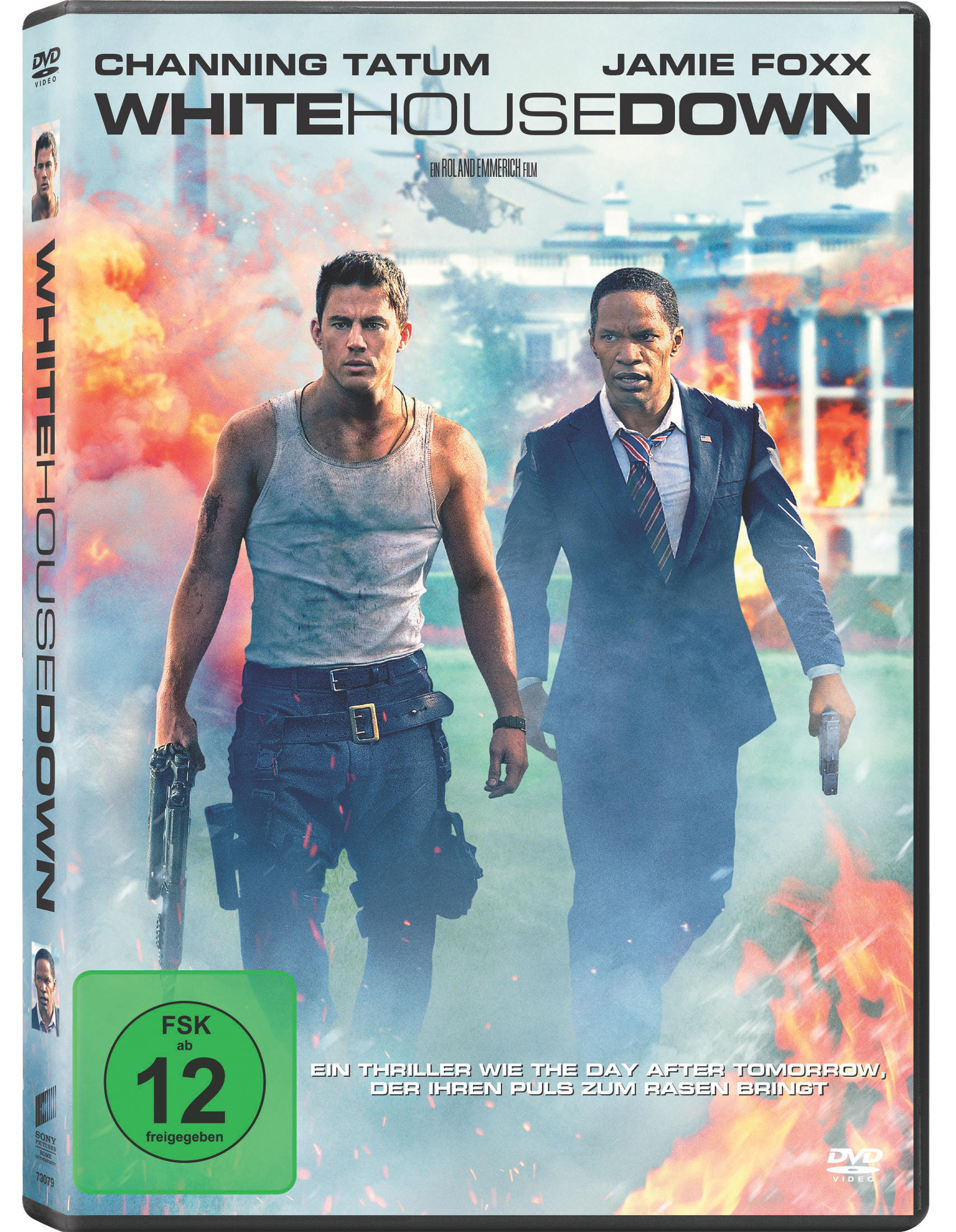 White House Down DVD-Cover mit Channing Tatum und Jamie Foxx.