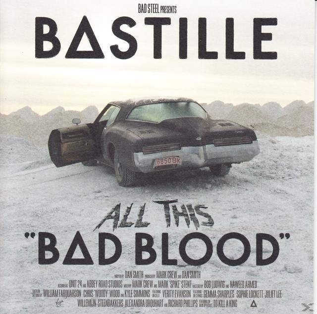 Albumcover. Auto in der Mitte, Titel: "All This Bad Blood" von Bastille.