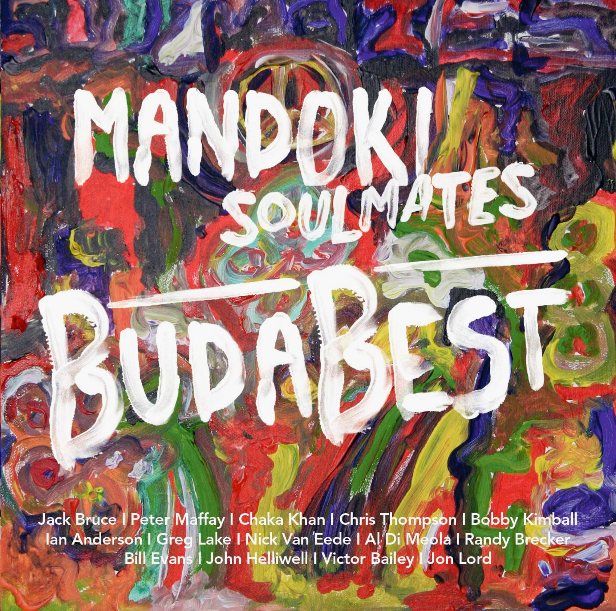 Album borító színes absztrakt művészettel és a "BUDABEST" szóval.