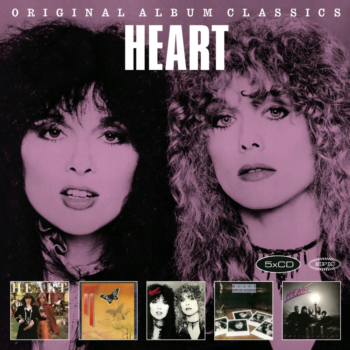 Albumcover von Heart, mit den Gesichtern zweier Frauen und weiteren Albumcovern darunter.