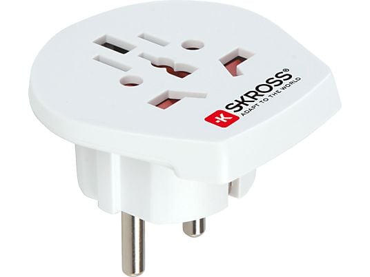 SKROSS Country Adapter World to Europe - Adaptateur de voyage (Blanc)