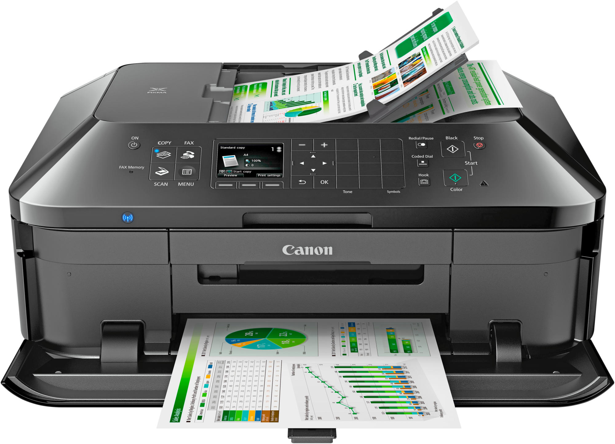 CANON Pixma MX725 Tintenstrahl 4-in-1 Tinten-Multifunktionsdrucker WLAN Netzwerkfähig