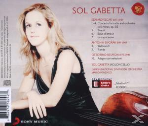 Sol Gabetta Albumcover. Eine Frau sitzt mit einem Cello. Text oben und unten auf dem Cover.