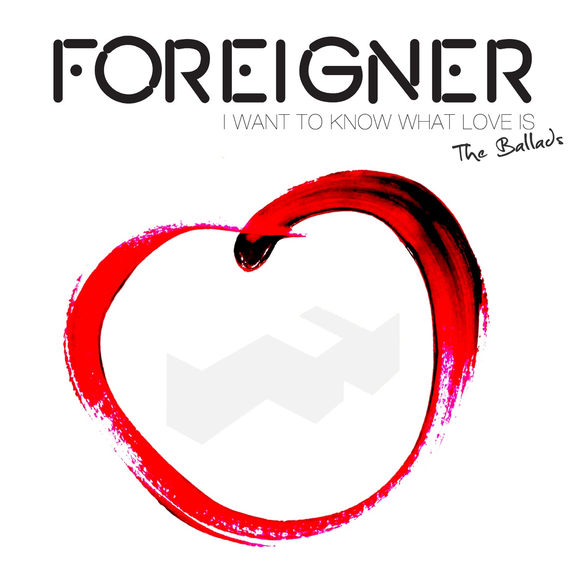 Albumcover für Foreigner, rotes Herz mit weißem Mittelteil, schwarzer Text.