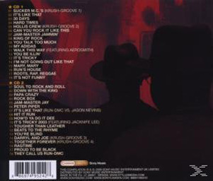 Album-Rückseite mit Titellisten und Silhouetten von zwei Männern mit Hüten.